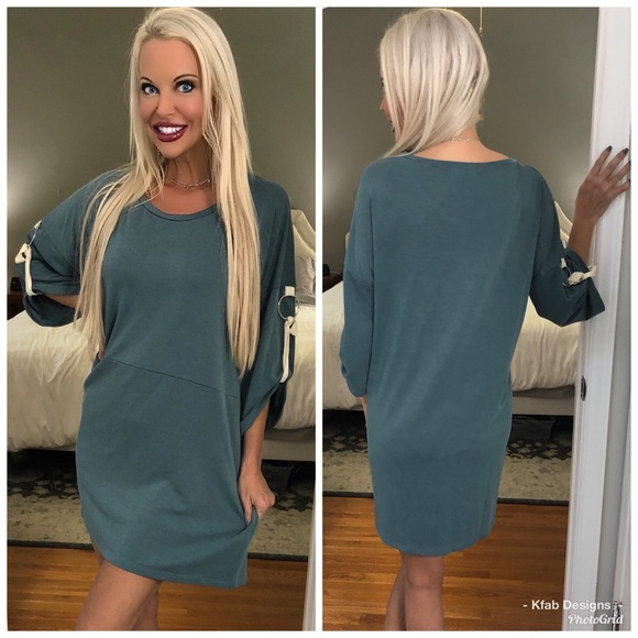 ❤️LAST 2! 3/4 Toggle Sleeve Mineral Wash Dress! - Picture 3 of 3